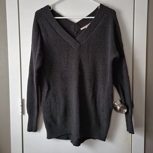 Victoria's Secret charcoal gray long v-neck sweater